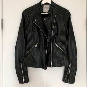 Zara Black Vegan Leather Jacket, Size S